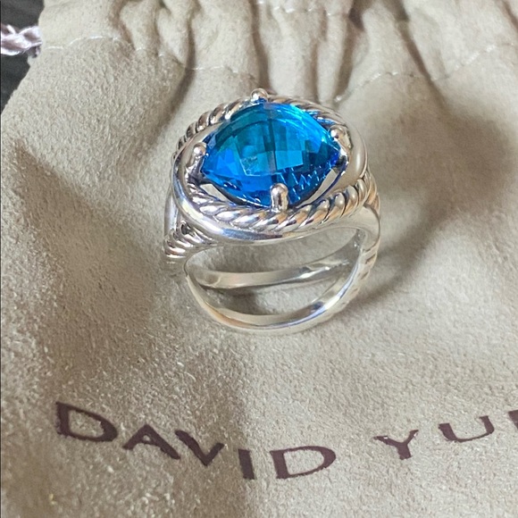 David Yurman Jewelry - David Yurman EUC Infinity Blue Topaz & 925 Sterling Silver 11mm Ring Size 6.5